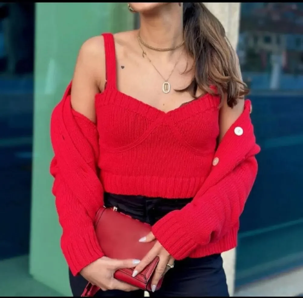 Zara Crop Top Bralette Sweetheart Valentine's Day Bold Retro Sexy Red Size M